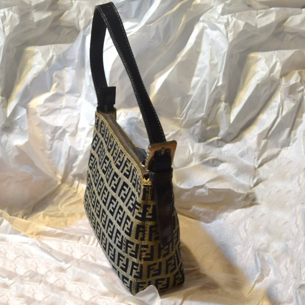 Vintage Fendi Zucca Canvas Leather Pochette Made in Italy - Picture 5 of 11